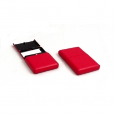 Business Card Case w/ Flip Top, Red Leather,